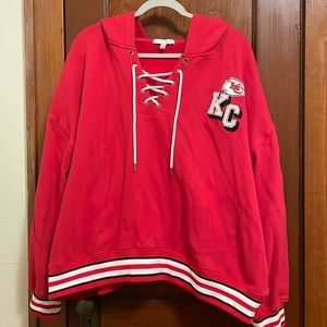 Women’s Kansas City Chiefs Lace-Up Pullover Hoodie
